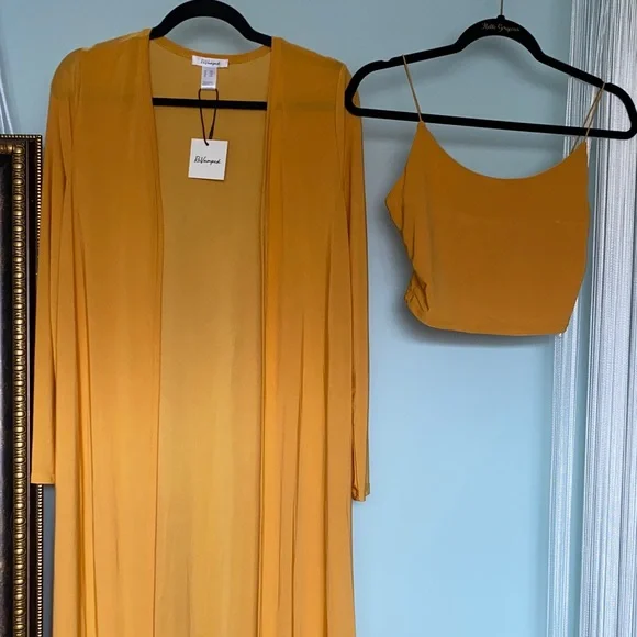 4 Piece Set Magenta & Mustard Long Duster Kimono Cardigans XXS NWT - Picture 3 of 17